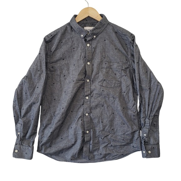 Goodfellow & Co Other - Goodfellow Mens Slim Fit Gray Palm Tree Embroidered Button Down Shirt Large